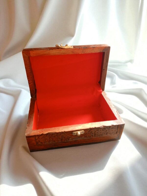 Hand Carved Wood Trinket Box